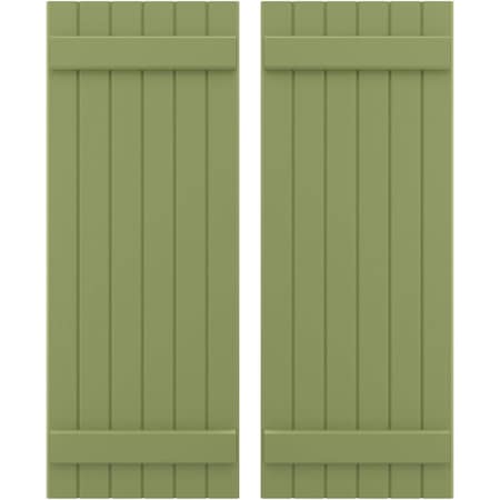 Americraft 6-Board (2 Batten) Exterior Real Wood Joined Board-n-Batten Shutters, ARW101BB621X60MGH